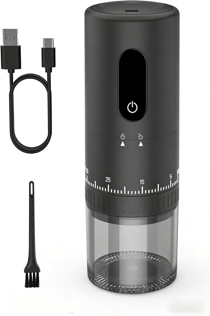 EZVING First Grind-While-Charging Rechargeable Coffee Grinder with Upgraded LED Battery Display, 1.7X Faster Grinding with 38 External Adjustable Settings & Ceramic Burrs, Portable for Travel, Camping, etc - Image 1